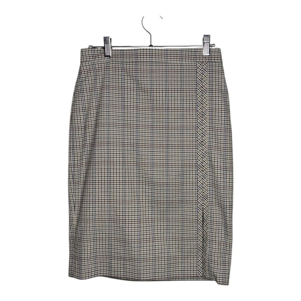 Ann Taylor Houndstooth Plaid Straight Pencil Skirt Academia Stretch Career 2